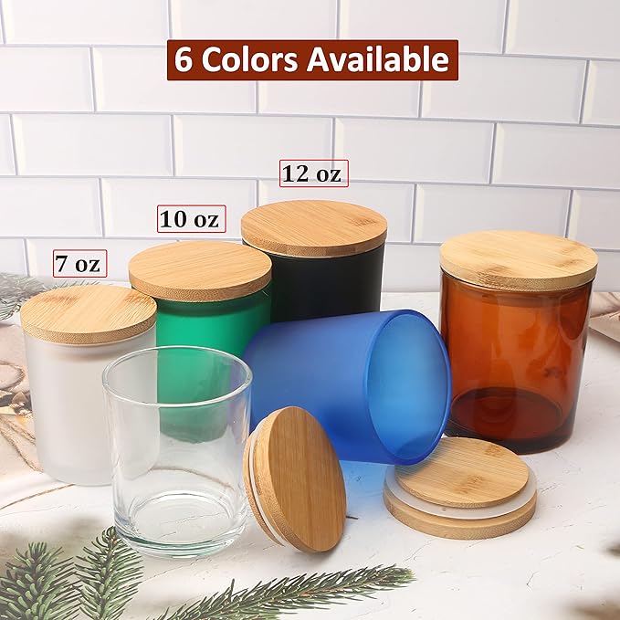 MILIVIXAY 12 Pack 10 OZ Black Matte Glass Candle Jars with Lids and Candle Making Kits - Bulk Empty Candle Jars for Making Candles - Spice, Powder Containers.