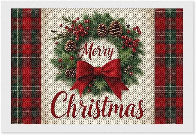 AIVKIEJK Diamond Painting Kits for Adults - Merry Christmas Red Bow & Pine Cones Painting DIY 5D Full Drill Diamond Dots Paintings with Diamonds Gem Art and Crafts Home Decor 8"x12"