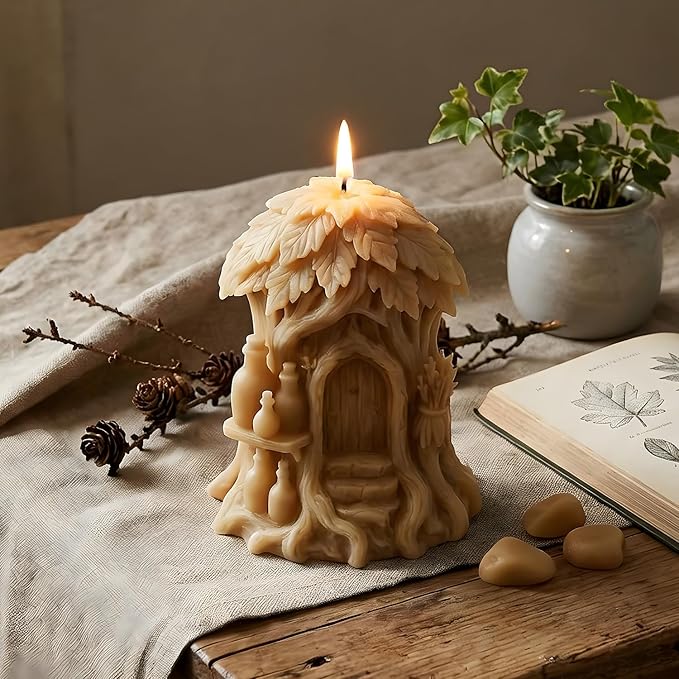 XIAOSHUI 3D Fairy Forest House Candle Molds Tree House Candle Silicone Mold for Candles Making Resin Casting Aromatherapy Candles Gypsum Craft Home Decorate