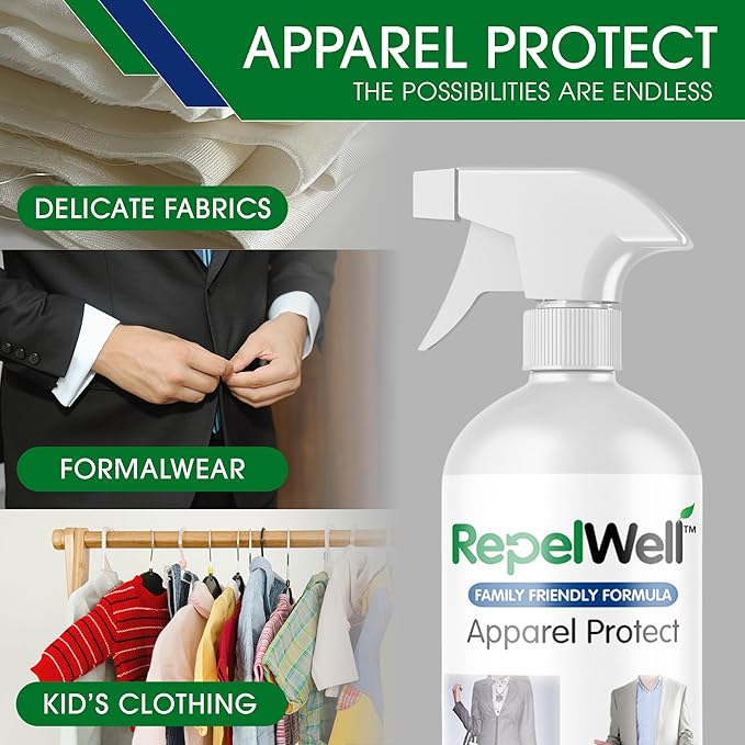 RepelWell Apparel Protect (24oz) Stain & Water Repellent Spray – Non-Toxic, Eco-Friendly, Pet-Safe Sprays for Clothing & More