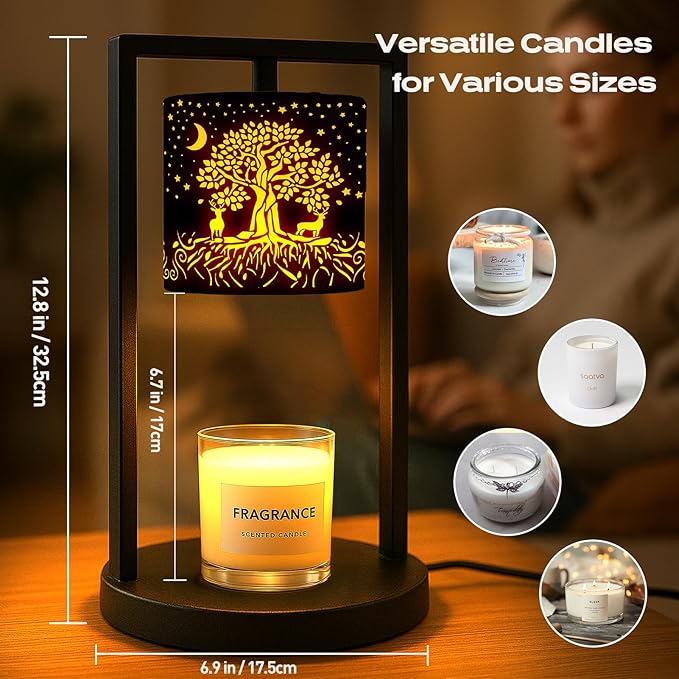 Candle Warmer Lamp with Timer Dimmer, 4 Adjustable Brightness Electric Candle Wax Melt Warmer, Best Birthday Gifts for Women Mom, Mothers Day Gifts, House Warming Gifts New Home Decor (Tree of Life)