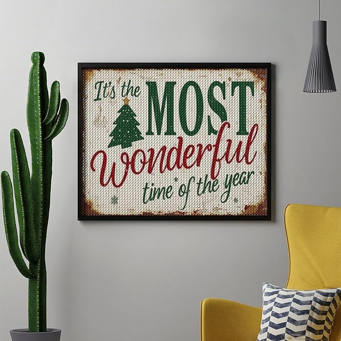 Diamond Painting Kits for Adults - Humorous Quote & Christmas Tree Most Wonderful Time of The Year Painting DIY 5D Full Drill Diamond Dots Paintings with Diamonds Gem Art And Crafts Home Decor 16"x20"