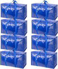 TICONN 8 Pack Extra Large Moving Bags with Zippers & Carrying Handles, Heavy-Duty Storage Tote Moving Boxes for Space Saving (8 PK, 18 Gallon)