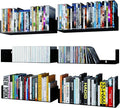 Wallniture Bali Black U Shape Floating Shelves for Wall, CD DVD Storage Shelves and Metal Bookshelf Set of 6