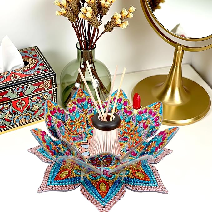 5D DIY Diamond Art Painting PVC Flower Candle Holders Tealight/Tea Light/Votive Candle Holder, for Table Centerpiece Home Décor Party Wedding Dinning-Flower02