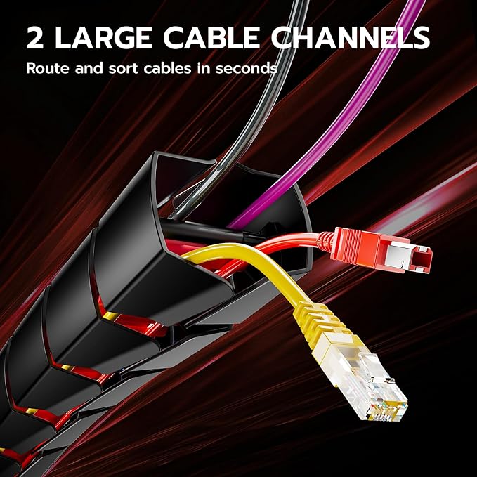 ARES WING Under Desk Cable Management Spine, Clamp On Vertebrae Cable Management for Standing Desk, Length Adjustable Cord Organizer with 20 Modular Vertebrae for Office and Gaming Desks, Red