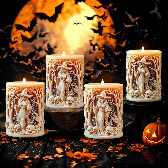 Halloween Candle Mold for Candle Making, 3DSilicone Mold for Resin Casting DIY Plaster Polymer Clay Home Decoration (Witch)