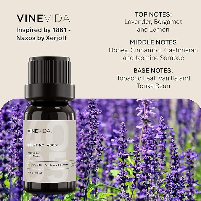 VINEVIDA [10mL] 1861 - Naxos Fragrance Oil for Candle Making - Natural Candle Oil Scents - Soap Making Essential Oil - Made in USA