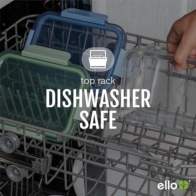 Ello Color Lock 3.4 Cup 10PC, 5 Pack Glass Meal Prep Sets Leak-Proof Glass Food Storage Containers with Airtight BPA-Free Plastic Lids, Dishwasher, Microwave, and Freezer Safe, Desert Festival