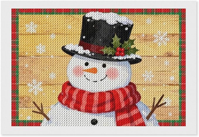 AIVKIEJK Diamond Painting Kits for Adults - Festive Snowman Red Scarf Painting DIY 5D Full Drill Diamond Dots Paintings with Diamonds Gem Art and Crafts Home Decor 8"x12"