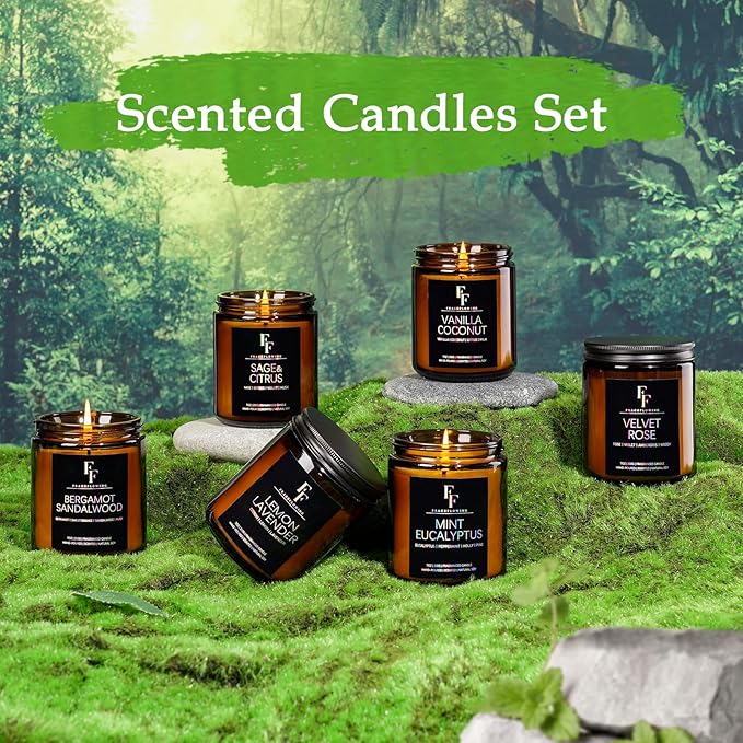 Scented Candles Set, Soy Wax Candles 6 Pack 42 Oz Aromatherapy Candles Gift Set for Women Men (Sage/Vanilla/Lemon/Sandalwood/Mint/Rose)