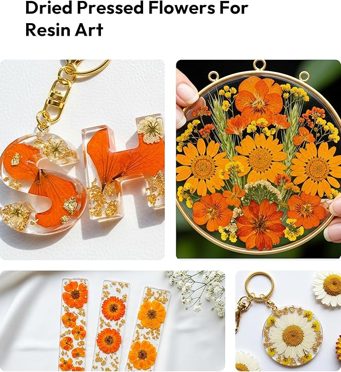 Dried Flowers, Resiners 100Pcs Pressed Flowers for Craft Real Natural Dried Flowers Dry Leaves Kit for DIY Making Crafts Resin Soap Candle Scrapbook Supplies Card Making Jewelry
