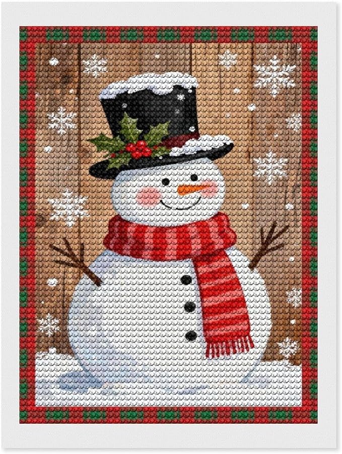 AIVKIEJK Diamond Painting Kits for Adults - Festive Snowman Red Scarf Painting DIY 5D Full Drill Diamond Dots Paintings with Diamonds Gem Art and Crafts Home Decor 12"x16"