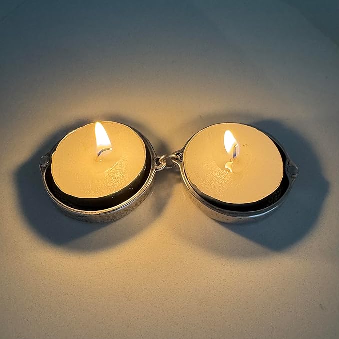 Made in Israel Handmade Shabbat Travel Candle Holders – Jewish Kiddush Candle Holder Set, Engraved Jerusalem Walls & Shabbat Candle Lighting Blessing, Portable Judaica Gift