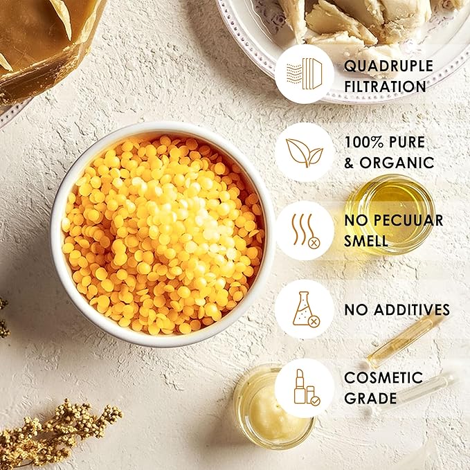 VIPwax Yellow Beeswax Pellets 10LB, Natural Organic Beeswax, Beeswax for Candle Making, Body, Skin Care DIY, Lip Balm and Soap Making Supplies(4530g)