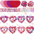 Hollowfly 48 Sets Valentine‘s Day Wreath Craft Kits DIY Wreath Hanging Ornaments Make Your Own Paper Craft with Stickers for Home Party Favors Activities