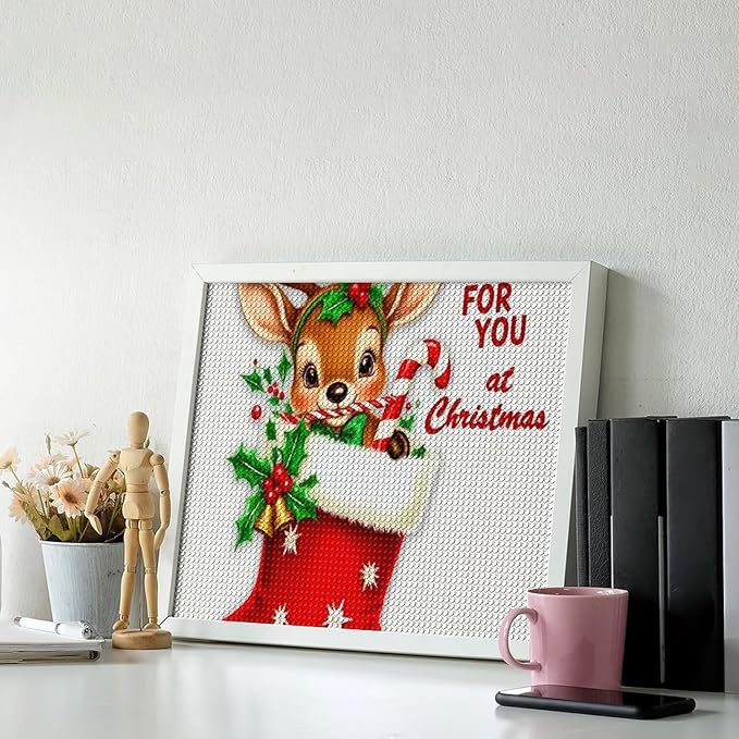 AIVKIEJK Diamond Painting Kits for Adults - Deer Sugar Bell Holiday Christmas Painting DIY 5D Full Drill Diamond Dots Paintings with Diamonds Gem Art and Crafts Home Decor 16"x20"