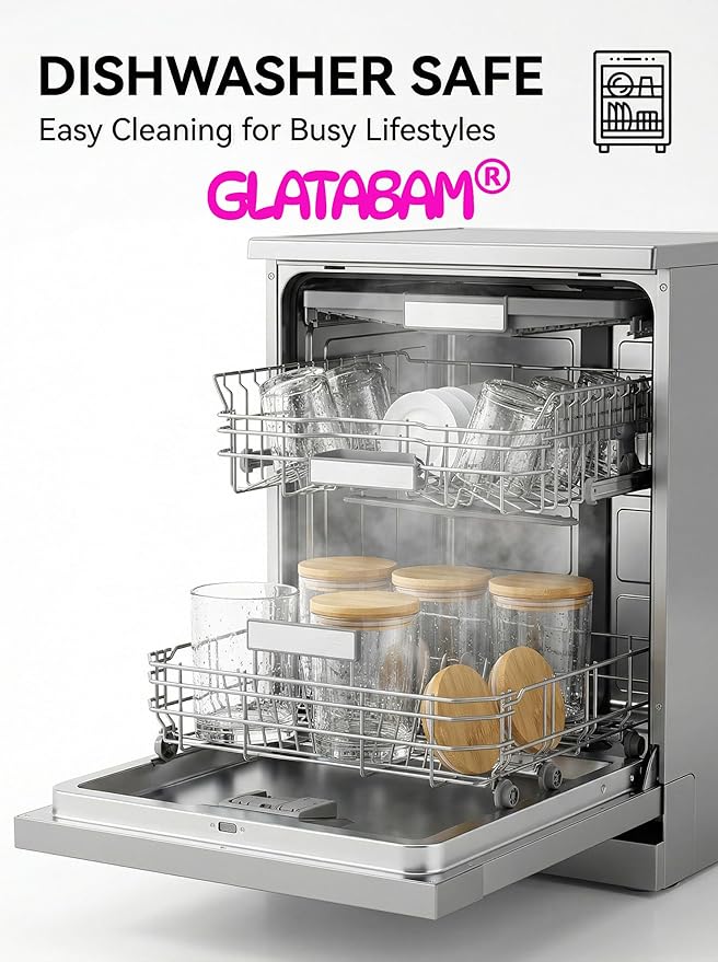 GLATABAM 7 OZ Candle Jars 12 Pack - Bulk Glass Candle Making Jars with Bamboo Lids & Labels, Heat Resistant Empty Reusable Candle Vessel for Containers(Clear)