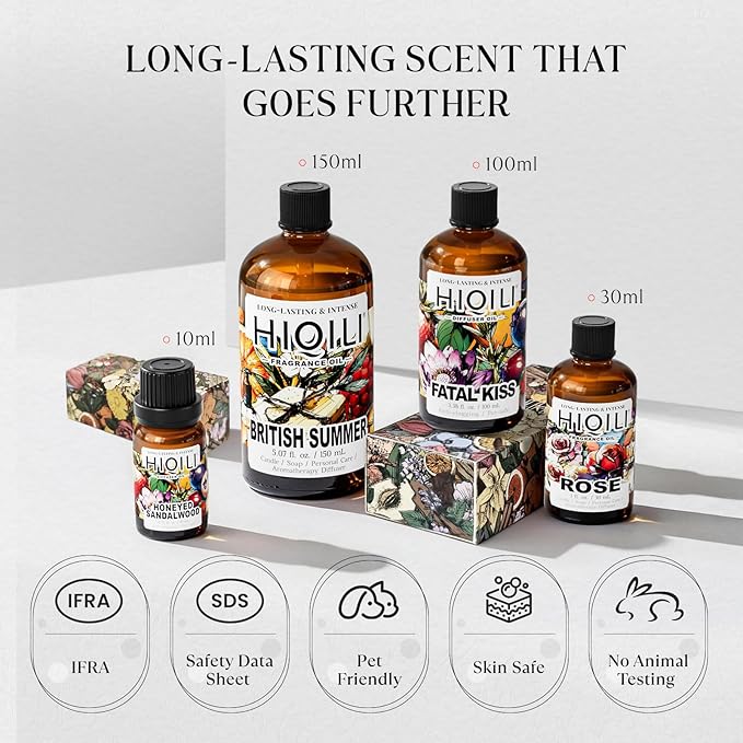 HIQILI Discovery Fragrance Oil Set– 32 Premium Scents for Essential Oils Diffuser, Candle & Soap Making, DIY Perfume, Home Fragrance, Long-Lasting Aromatherapy Gift Set, Tobacco Vanilla (5ML)