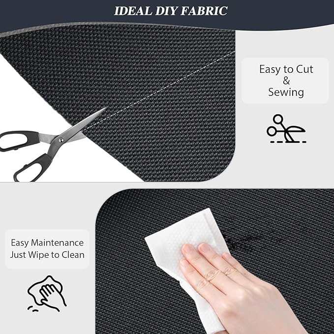 ANMINY 100% Waterproof Outdoor Fabric 5 Yards, 58" W 600D Marine Canvas Fabric with PVC Backing, Ripstop Upholstery Material by The Yard for Furniture Boat Covers Tent Awning, Dark Gray