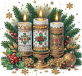 5D Christmas Candles Special Shape Diamond Art Kits for Beginners, Christmas Winter Theme Diamonds Painting Kits for Adults,DIY Crystal Rhinestones Diamond Paintings for Home Wall Decor 12×12Inch