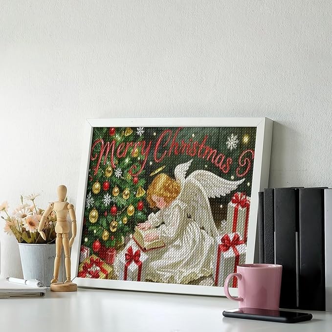 AIVKIEJK Diamond Painting Kits for Adults - Merry Christmas Angel Welcome Painting DIY 5D Full Drill Diamond Dots Paintings with Diamonds Gem Art and Crafts Home Decor 16"x20"