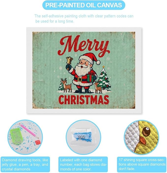 AIVKIEJK Diamond Painting Kits for Adults - Christmas Painting DIY 5D Full Drill Diamond Dots Paintings with Diamonds Gem Art and Crafts Home Decor 12"x16"