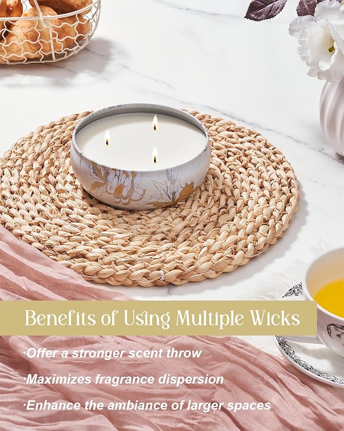 M&SENSE Sunkissed Citrus Scented Candles 12 oz,Large 3 Wick Soy Tin Candle, Over 40 Hour Burning Time, 100% Natural Vegan Wax Relaxing Aromatherapy Aesthetic Candle Gift for Women Men