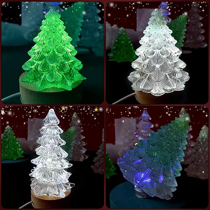 2 Pcs 3D Christmas Tree Shape Resin Casting Silicone Mold for DIY Xmas Decoration Aromatherapy Candles Wax Plaster Polymer Clay