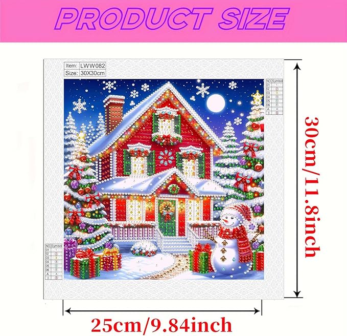 5D Snowman Xmas House Special Shape Diamond Art Kits for Beginners, Christmas Winter Theme Diamonds Painting Kits for Adults,DIY Crystal Rhinestones Diamond Paintings for Home Wall Decor 12×12Inch