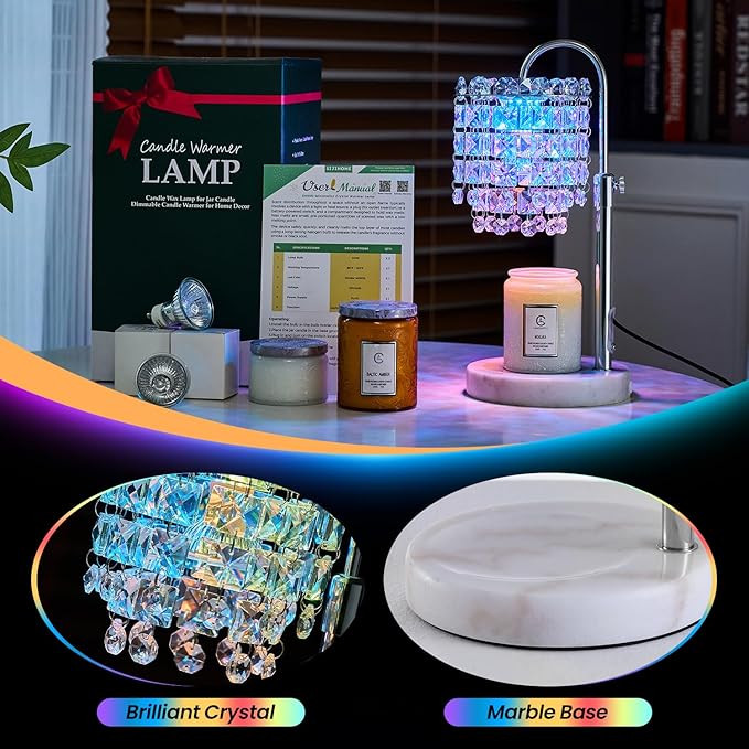 Candle Warmer Lamp with Timer Dimmer Adjustable Height for New Home Bedroom,Vintage Home Decor for Scented JaR 3 Bulbs for New Home Decor, Women Mom Christmas Birthday Gifts,RGB Silver (RGB Silver)