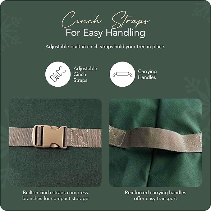 Covermates Keepsakes Upright Christmas Tree Storage Bag – Heavy-Duty Holiday Closet Cover Trees – Durable 300D Polyester with Cinch Straps & Zipper Access – Christmas Tree Bags Storage, Green