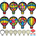 Tinlade 24 Sets Crafts Suncatcher Tissue Paper Craft Kit DIY Window Decor Make Your Own Cross Hanging Ornaments for Holiday Activities Party Favors(Hot Air Balloons)