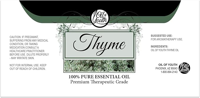 Oil of Youth Thyme Essential Oil – Pure Essential Oil for Skin Therapy, Aromatherapy & Diffuser (16oz Bulk)
