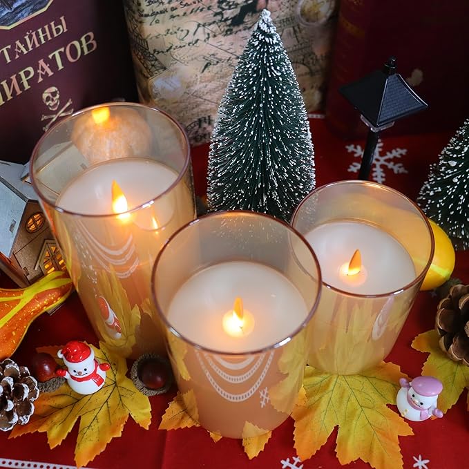 JMTONE Two Months Rechargeable Flameless Candle, Auto Switch On/Off, Rechargeable Glass Candle with Motion Sensor and Remote, Ideal Kids Adults for Home Living Room Decor, Ideal Gift for Women