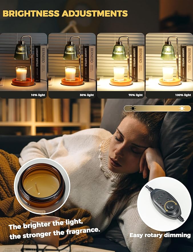 GODONLIF Candle Warmer Lamp with Timer Dimmable, Birthday Gifts for Women Mom, House Warming Gifts New Home Decor, Wax Melt Warmer for Jar Candles with 2 Bulbs