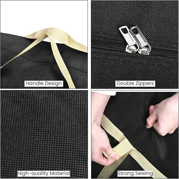 4 Pieces Extra Large Moving Bag, 150L Heavy Duty Storage Bag with Strong Zipper Handles, Black Jumbo Comforter Storage Organizer for Clothing, Pillow, Quilt, Blanket, Space Saving
