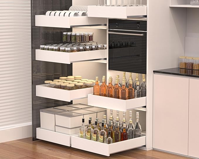 MyLifeUNIT Wooden Pull Out Drawers for Kitchen Cabinets, 14"W Fully Assembled Pull Out Cabinet Organizer Shelves, Soft Close Slide Out Drawer for Cabinet