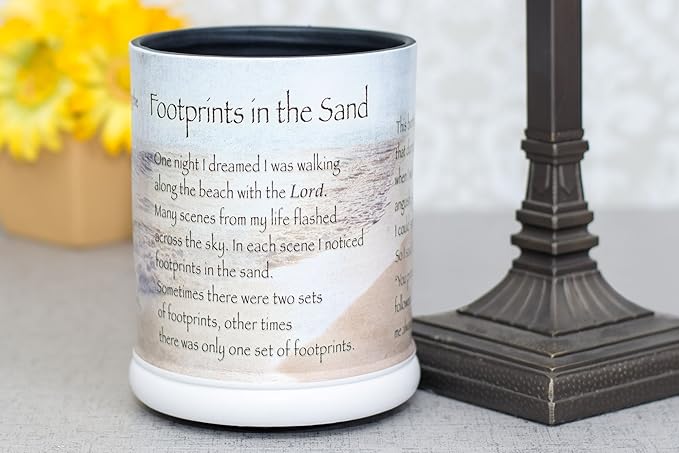Elanze Designs Footprints in The Sand Ceramic Stoneware Electric Large Jar Candle Warmer