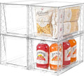 Clemate 4Pack Stackable Kitchen Storage Organizer, Pantry Organizers and Storage, Clear Foods Organizer Bins with Handles, Easily Assemble for Bathroom, Kitchen, Pantry, Cabinet, Closet