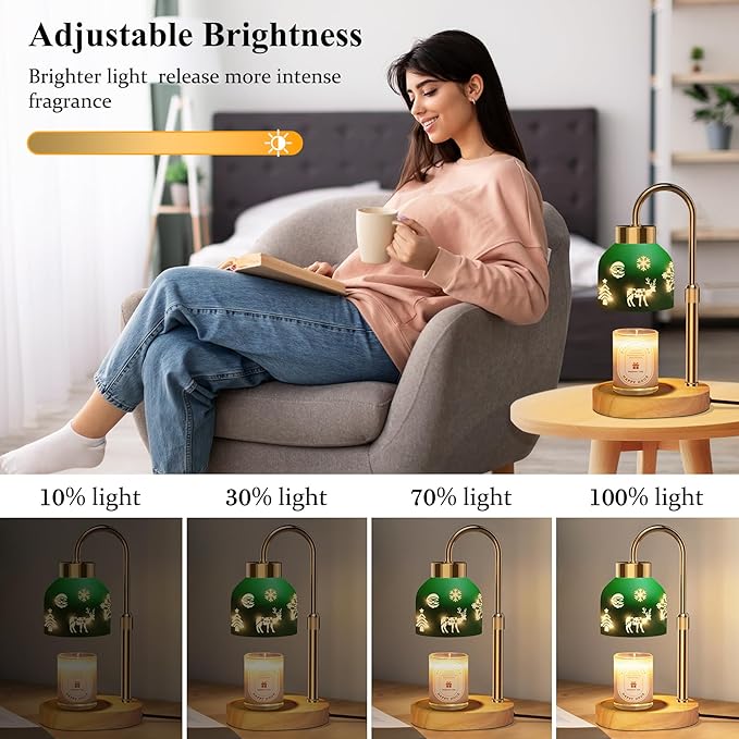 Lukasa, Christmas Candle Warmer Lamp, with Timer and Dimmer, Adjustable Height Candle Lamp, Wax Melt Warmer for Scented Jar Candles, for Women Mom Girls Teens Adults