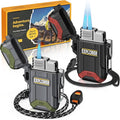 Lafagiet 2 Pack of Outdoor Torch Lighter, Windproof Single & Dual Jet Flame, Waterproof Storm Lighters Multipack for Camping, Fishing, Emergency (NO Gas)