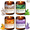 4 Pack Odor Eliminating Candles Set - Eliminates 95% of Pet, Smoke, Food & Other Smells - Hand Poured Non-Toxic Soy Candle, Air Freshing Scent of Lavender/Orange/Mint/Cotton - Gifts Set for Women