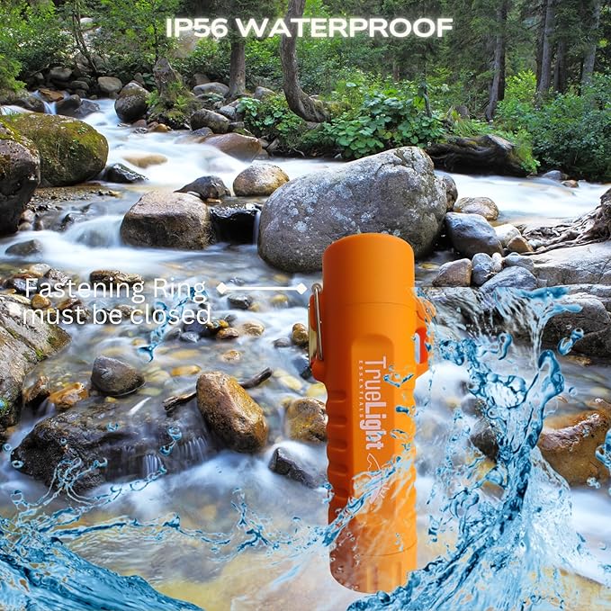 TrueLightEssentials Electric Rechargeable Plasma Lighter - Waterproof USB Arc Lighters with Flashlight LED Battery Indicator and Flexible Neck for Candle Survival Camping Emergency (Orange, Long)