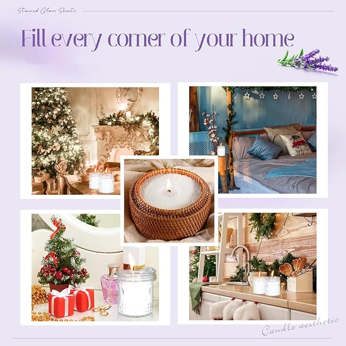 MTLEE Pearled Candle 2.2 Lb/35oz Scented Sand Candle Kit Include 50 Wicks, Bow Gift Box, Spoon Reusable Pearled Wax for Mother Mom Day Gift DIY Home Kit(Lavender)