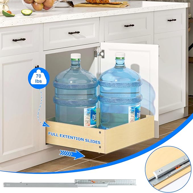 WelFurGeer Soft Close Pull Out Drawers for Cabinets, 26" W x 22" D Pull Out Cabinet Organizer, Cabinet Roll Out Drawers, Heavy-Duty Pull-Out Cabinets Drawer for Home & Kitchen Organization