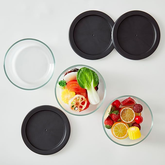 DURA LIVING 6-Piece Glass Food Storage Containers Set (3 Containers + 3 BPA-Free Lids) | 4-Cup, Leakproof | Microwave, Freezer, Oven & Dishwasher Safe | Ideal for Meal Prep & Pantry Organization
