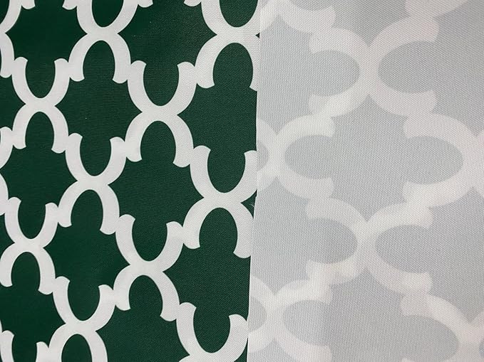 Mybecca Canvas Oxford Fabric Marine Waterproof Outdoor Awning 600 Denier Moroccan Ogee Pattern Green/White (Cut Separate by Yard for Prime Orders-1 Yard) (60"x36")