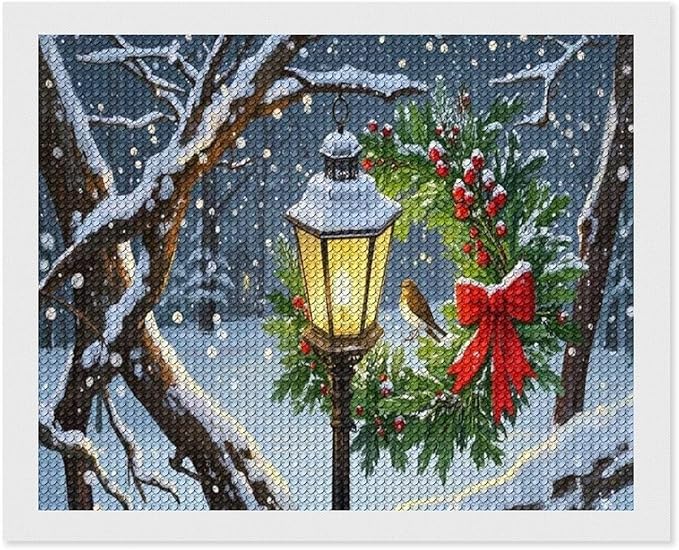 AIVKIEJK Diamond Painting Kits for Adults - Festive Christmas Red Berries & Golden Baubles Painting DIY 5D Full Drill Diamond Dots Paintings with Diamonds Gem Art and Crafts Home Decor 16"x20"