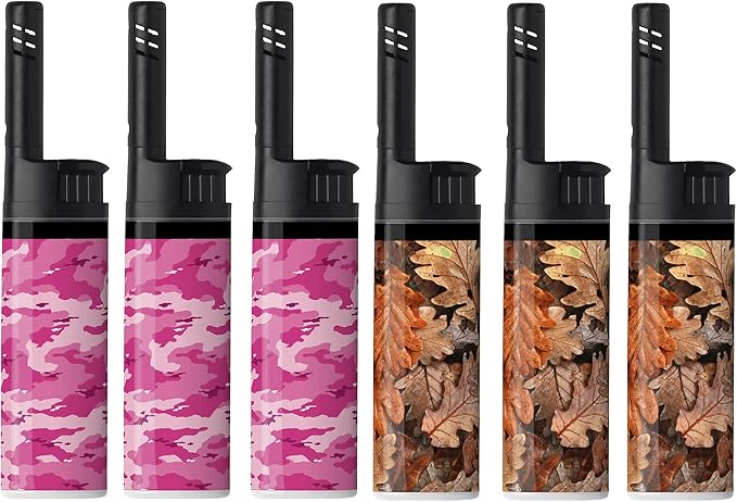 BIC EZ Reach Candle Lighter, The Ultimate Lighter with Wand for Candles, Counterculture, Shrooms, 420 Assorted Designs, 6 Count Pack of Lighters (Camo)